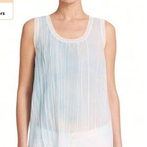 NWT Elie Tahari Sheer Ellison Crinkle Textured Sleeveless Blouse small
